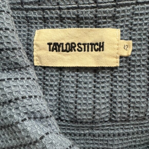 Taylor Stitch Short Sleeve Button-Up – Textured Waffle Knit – Slate Blue - Picture 3 of 3